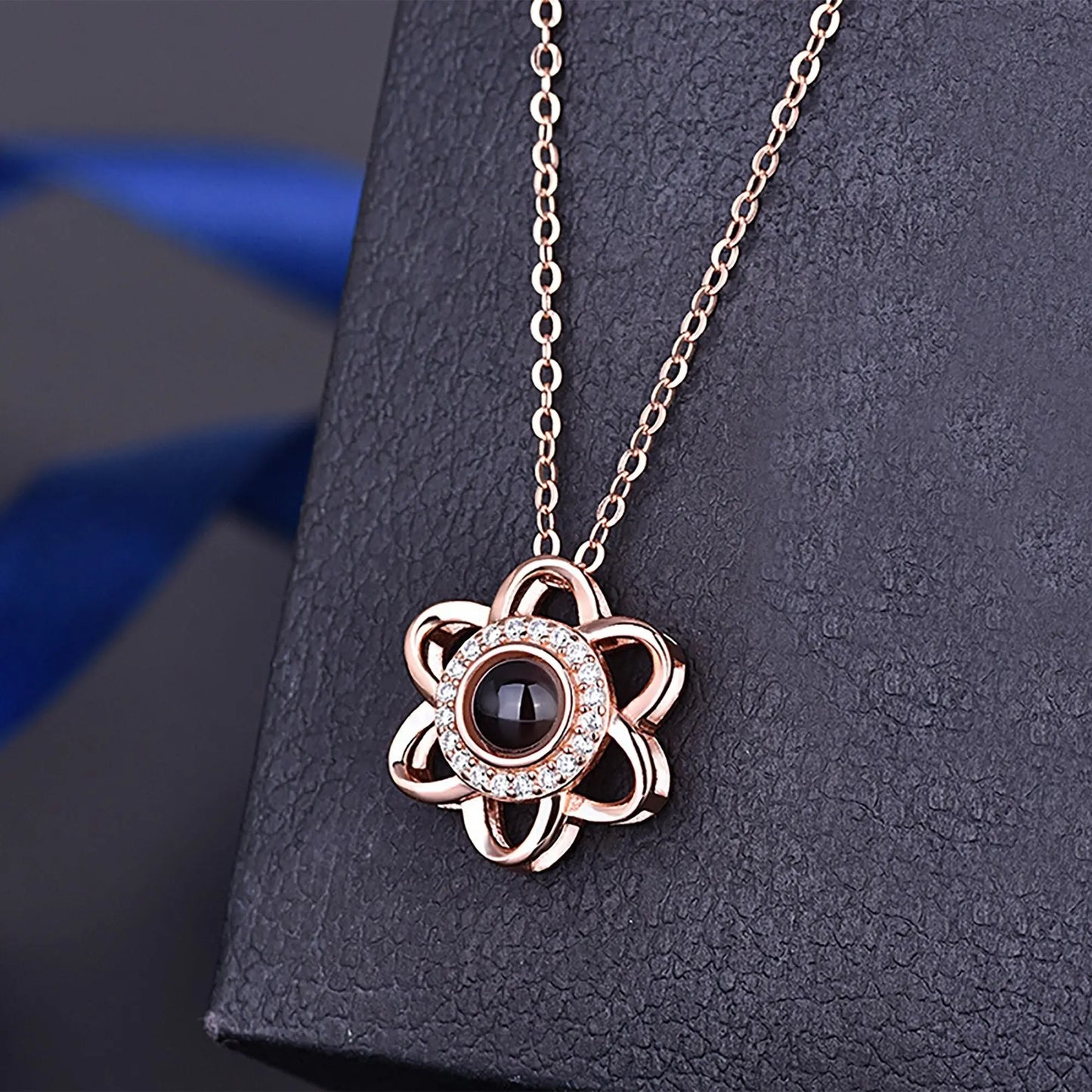 Flowers that can be customized for photosProjection Necklace Pendant Jewelry - Blade & Thread