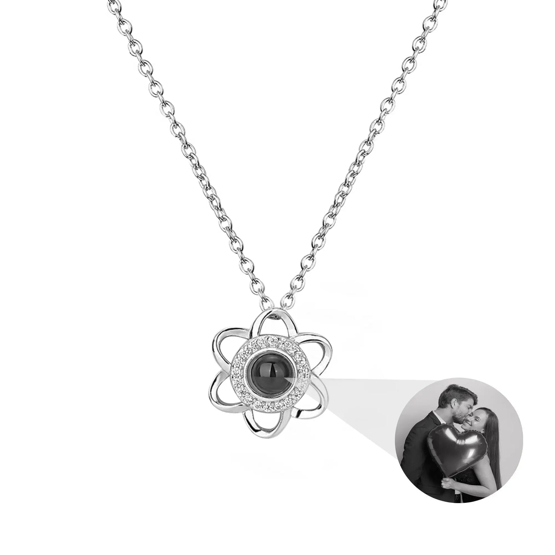 Flowers that can be customized for photosProjection Necklace Pendant Jewelry - Blade & Thread