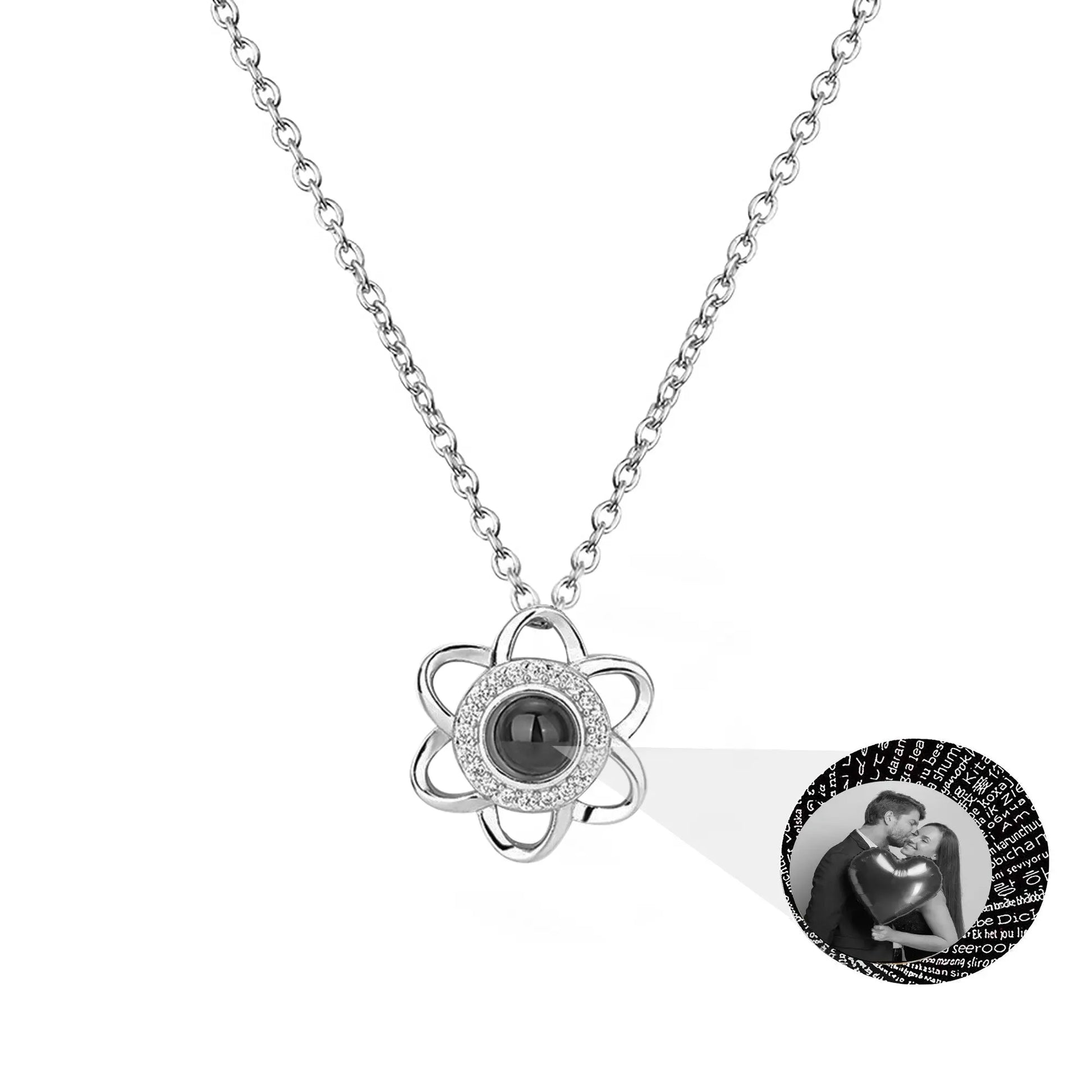 Flowers that can be customized for photosProjection Necklace Pendant Jewelry - Blade & Thread