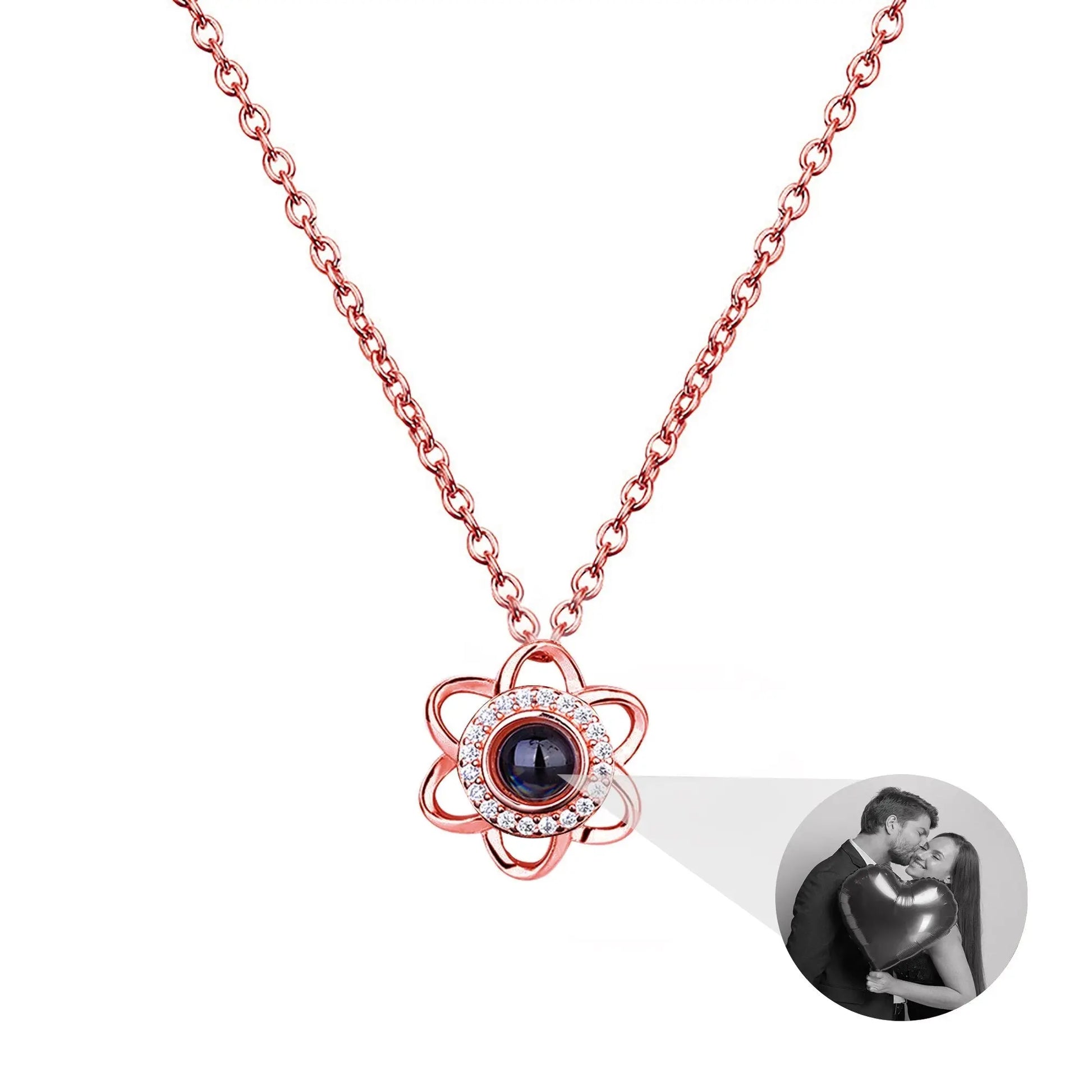 Flowers that can be customized for photosProjection Necklace Pendant Jewelry - Blade & Thread
