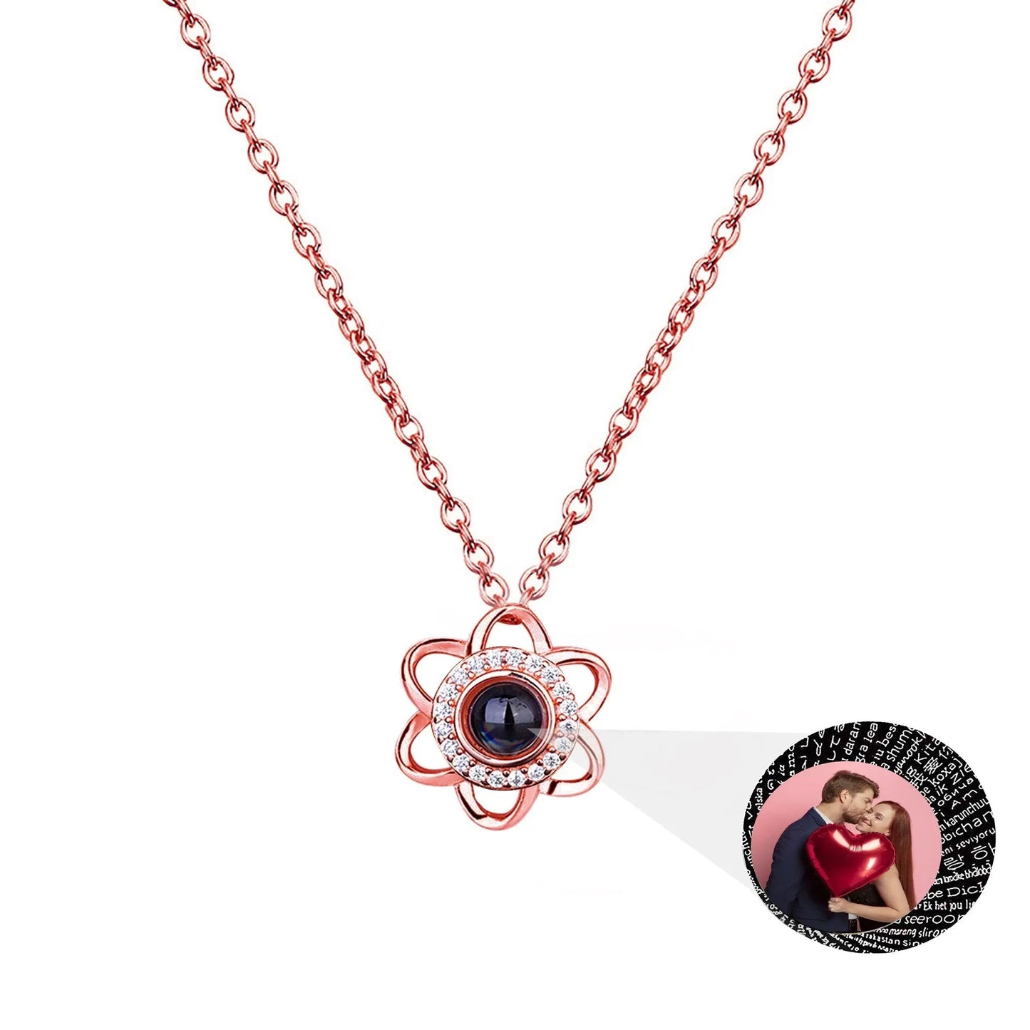 Flowers that can be customized for photosProjection Necklace Pendant Jewelry - Blade & Thread