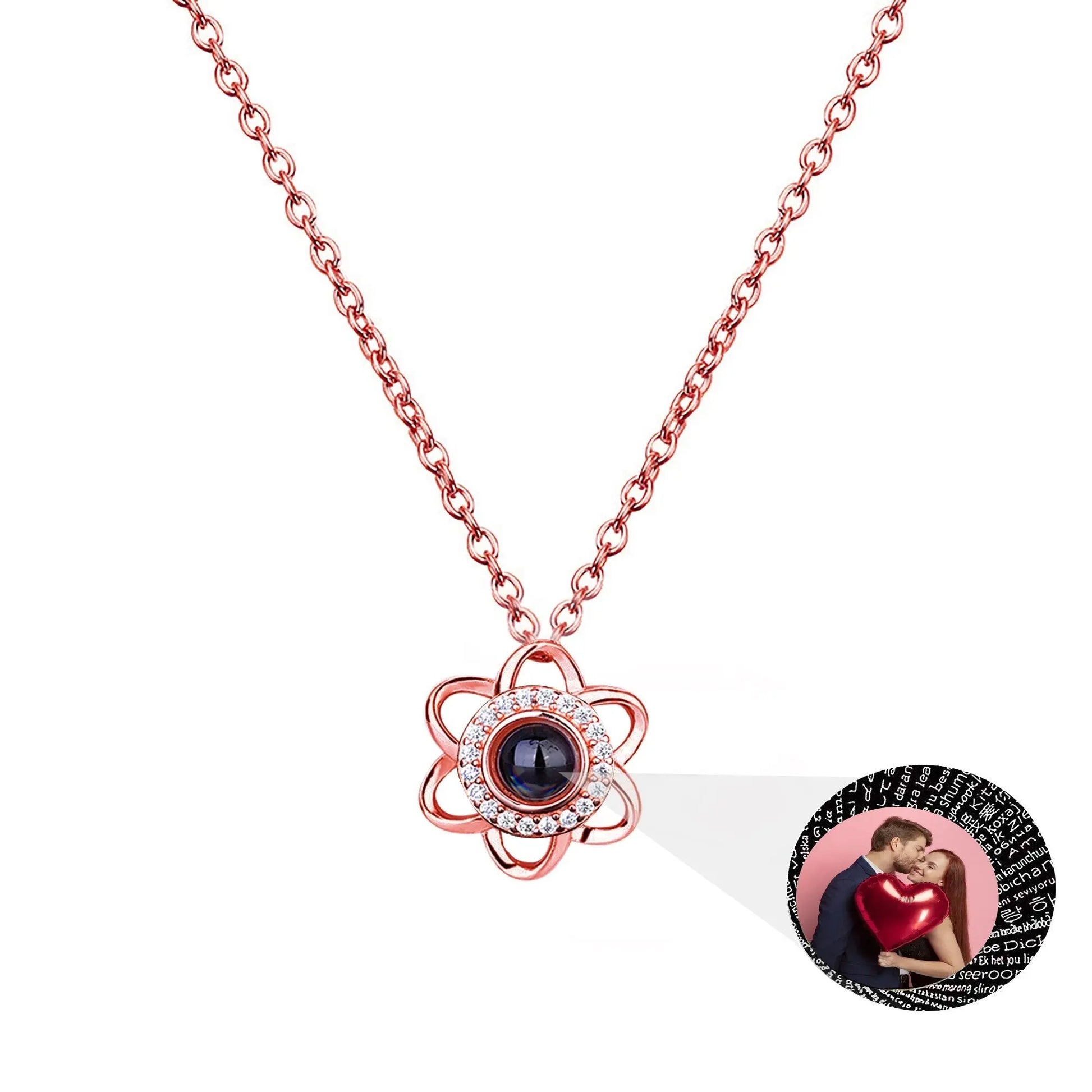Flowers that can be customized for photosProjection Necklace Pendant Jewelry - Blade & Thread