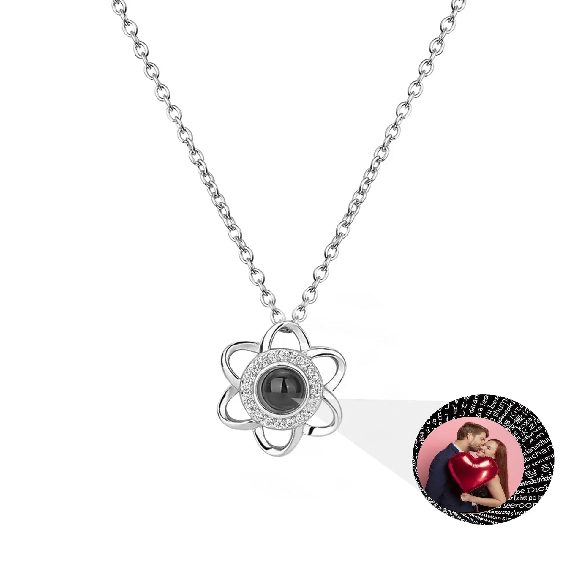 Flowers that can be customized for photosProjection Necklace Pendant Jewelry - Blade & Thread