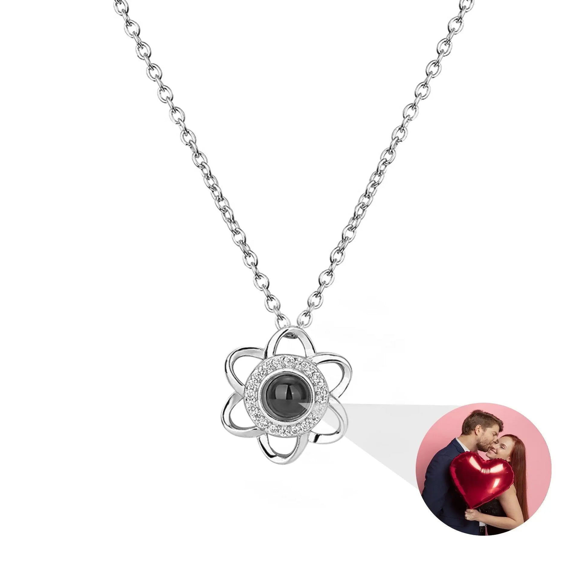 Flowers that can be customized for photosProjection Necklace Pendant Jewelry - Blade & Thread