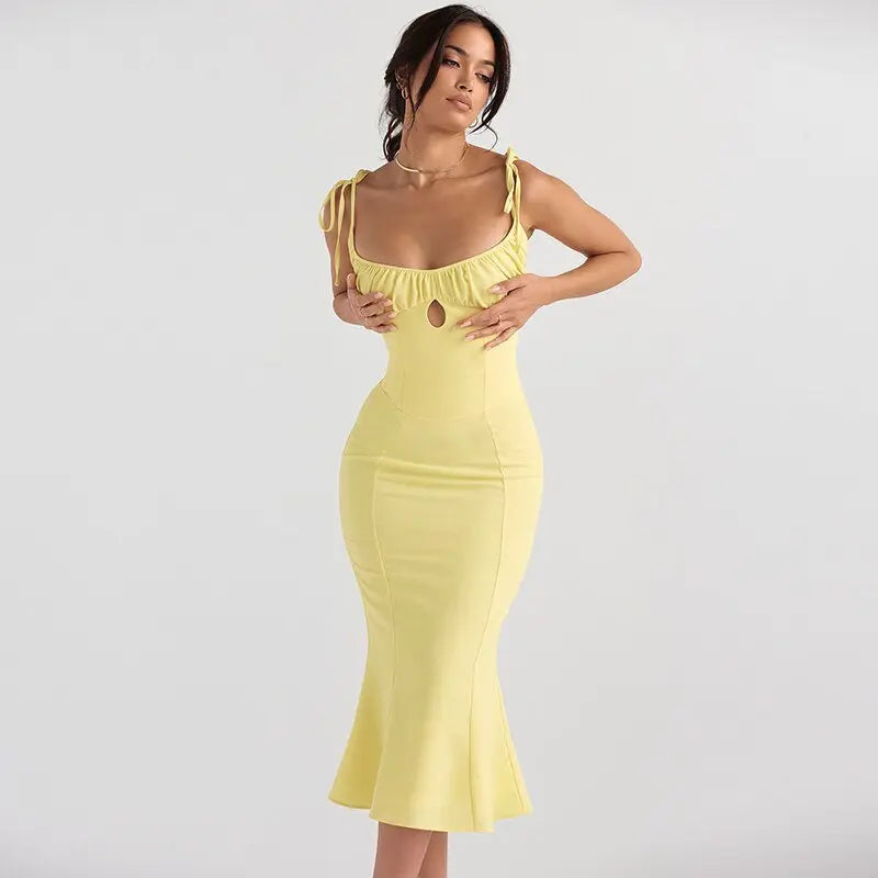 Folds Sleeveless Slips Bandage Solid Maxi Prom Dress Sexy Bodycon Summer - Blade & Thread