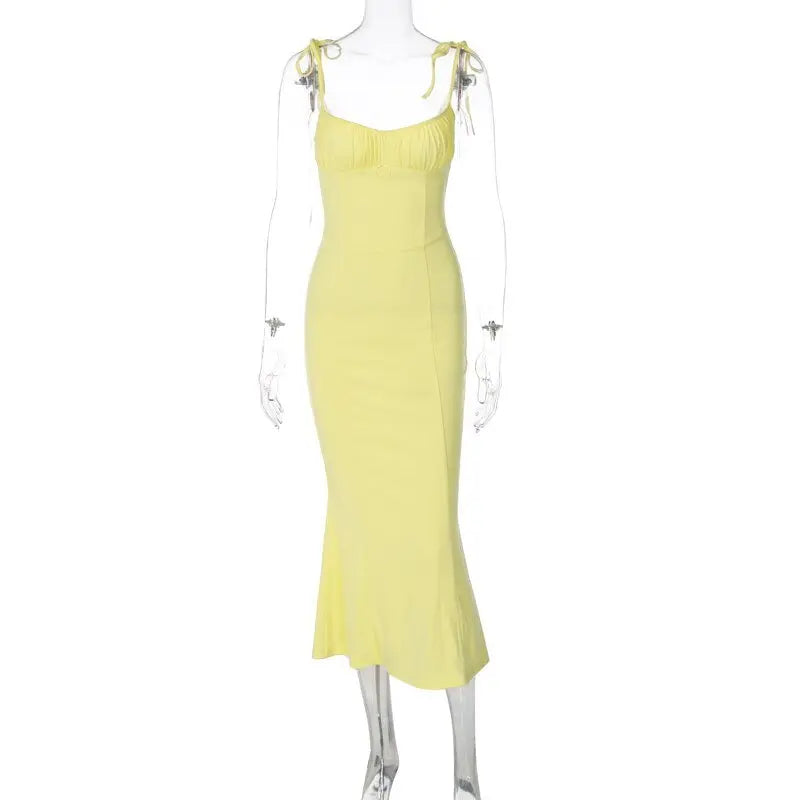 Folds Sleeveless Slips Bandage Solid Maxi Prom Dress Sexy Bodycon Summer - Blade & Thread