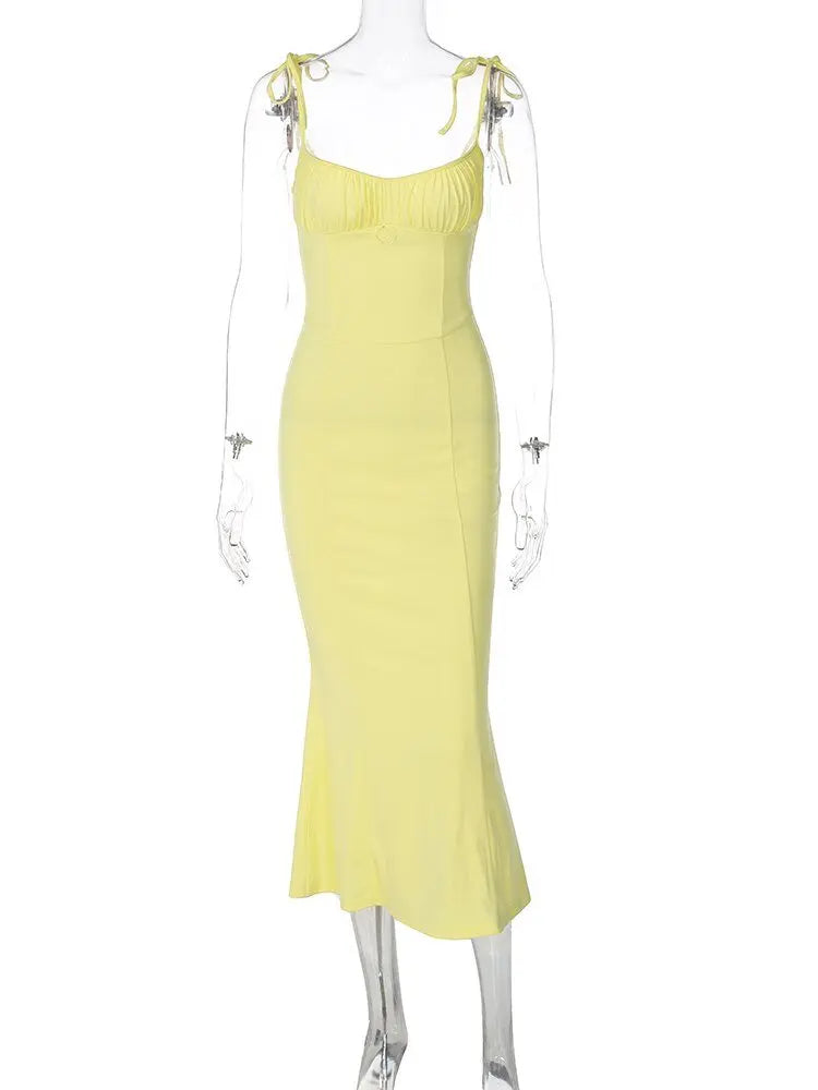 Folds Sleeveless Slips Bandage Solid Maxi Prom Dress Sexy Bodycon Summer - Blade & Thread