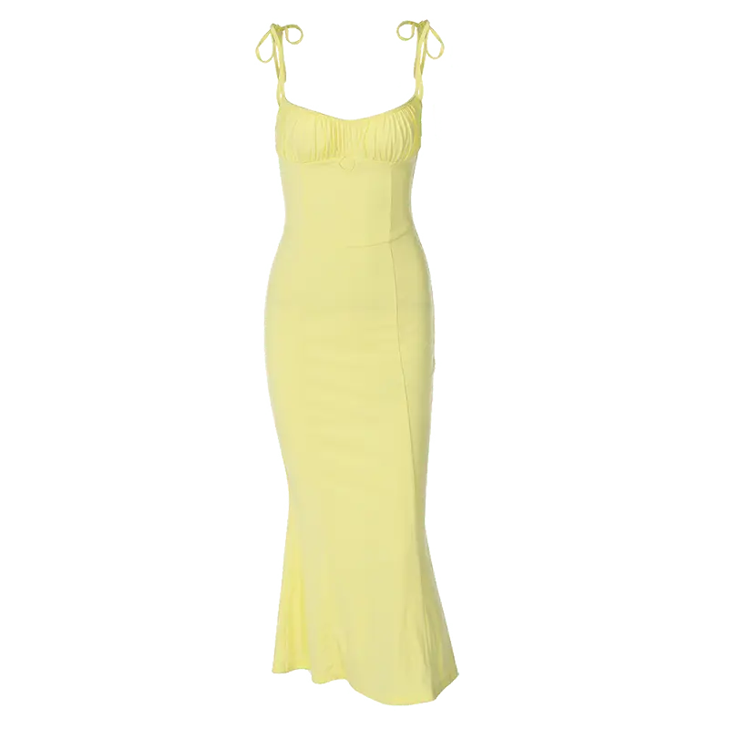 Folds Sleeveless Slips Bandage Solid Maxi Prom Dress Sexy Bodycon Summer - Blade & Thread