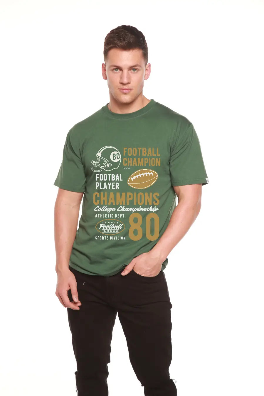 Football Champions Men's Bamboo Viscose/Organic Cotton Short Sleeve Graphic T-Shirt Spun Bamboo