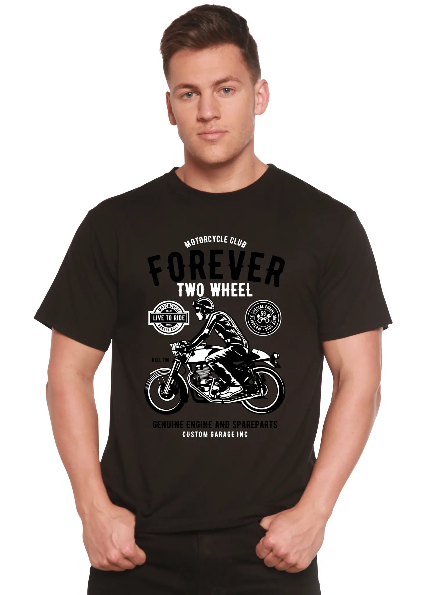 Forever Two Wheel Men's Bamboo Viscose/Organic Cotton Short Sleeve Graphic T-Shirt - Blade & Thread