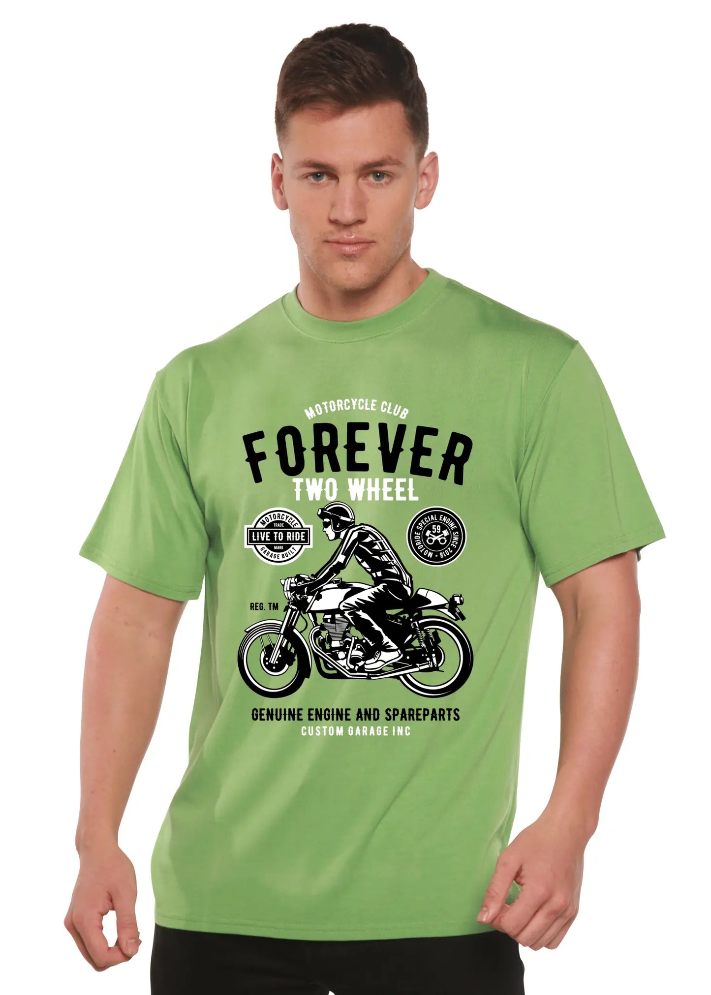 Forever Two Wheel Men's Bamboo Viscose/Organic Cotton Short Sleeve Graphic T-Shirt - Blade & Thread