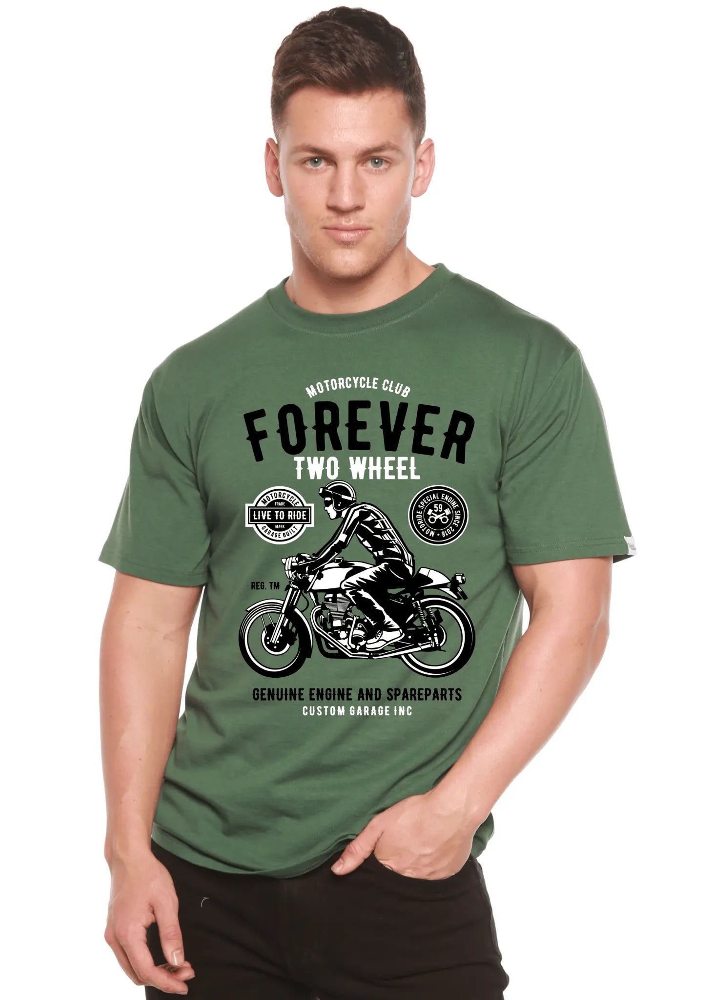 Forever Two Wheel Men's Bamboo Viscose/Organic Cotton Short Sleeve Graphic T-Shirt - Blade & Thread