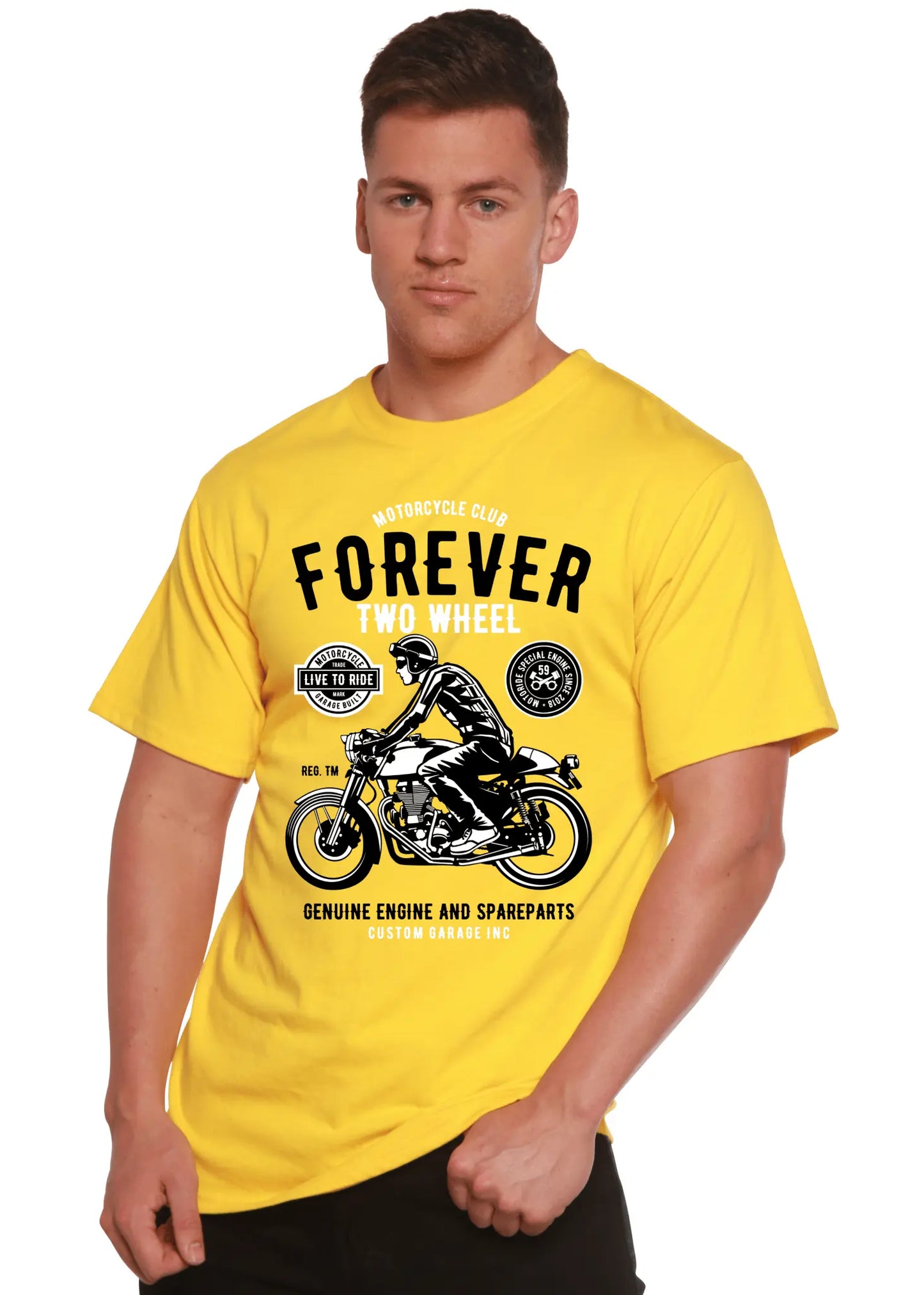 Forever Two Wheel Men's Bamboo Viscose/Organic Cotton Short Sleeve Graphic T-Shirt - Blade & Thread
