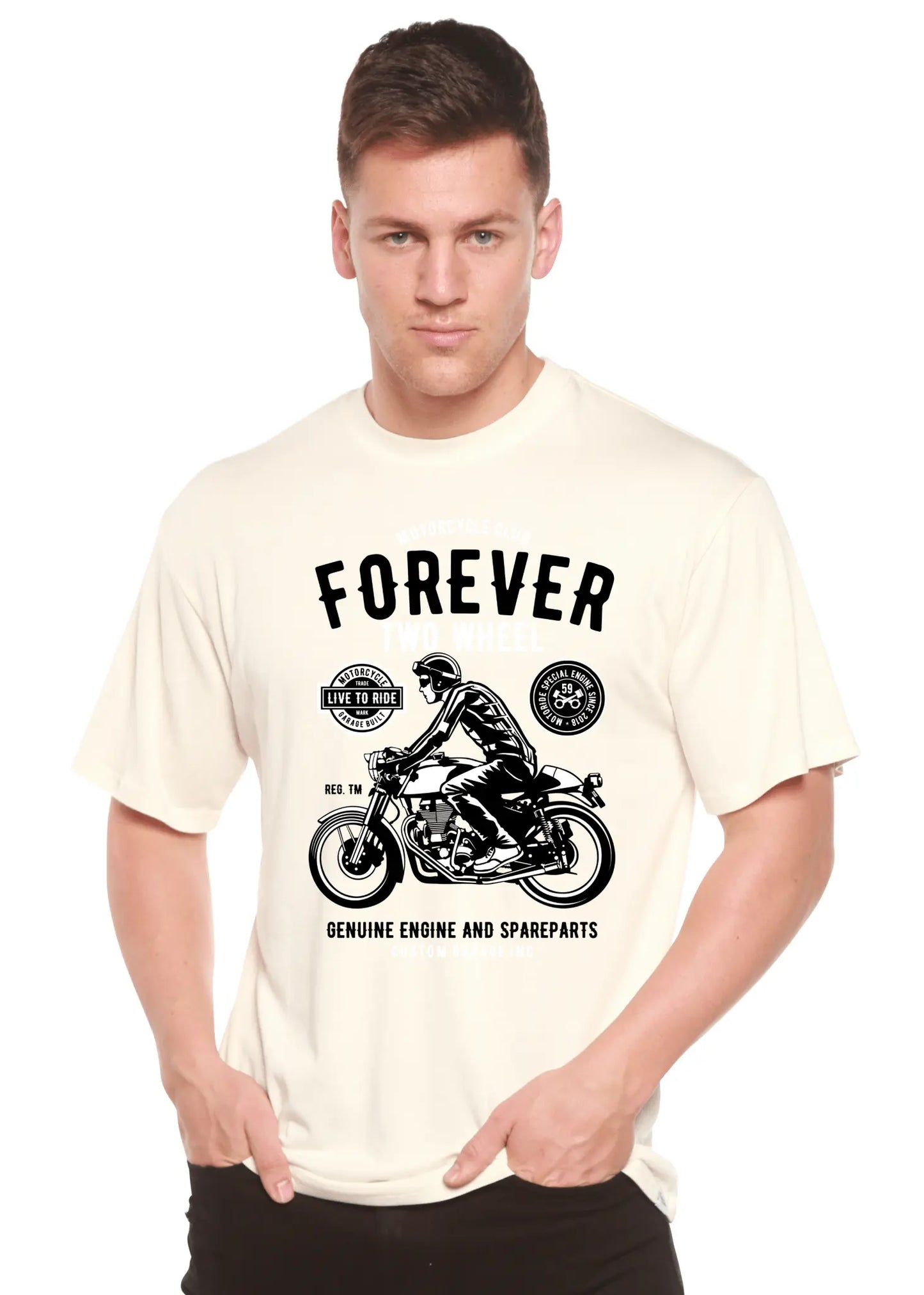 Forever Two Wheel Men's Bamboo Viscose/Organic Cotton Short Sleeve Graphic T-Shirt - Blade & Thread