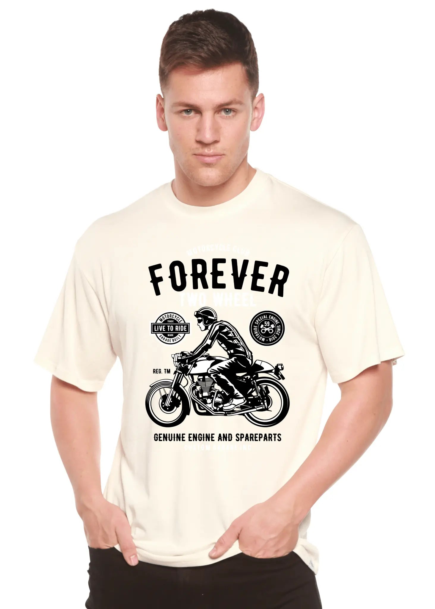 Forever Two Wheel Men's Bamboo Viscose/Organic Cotton Short Sleeve Graphic T-Shirt - Blade & Thread