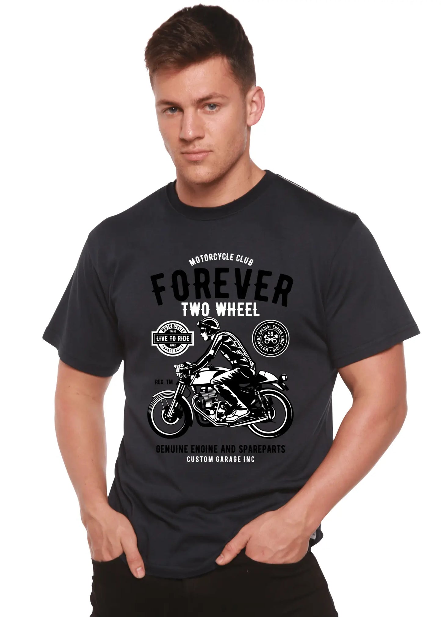 Forever Two Wheel Men's Bamboo Viscose/Organic Cotton Short Sleeve Graphic T-Shirt - Blade & Thread