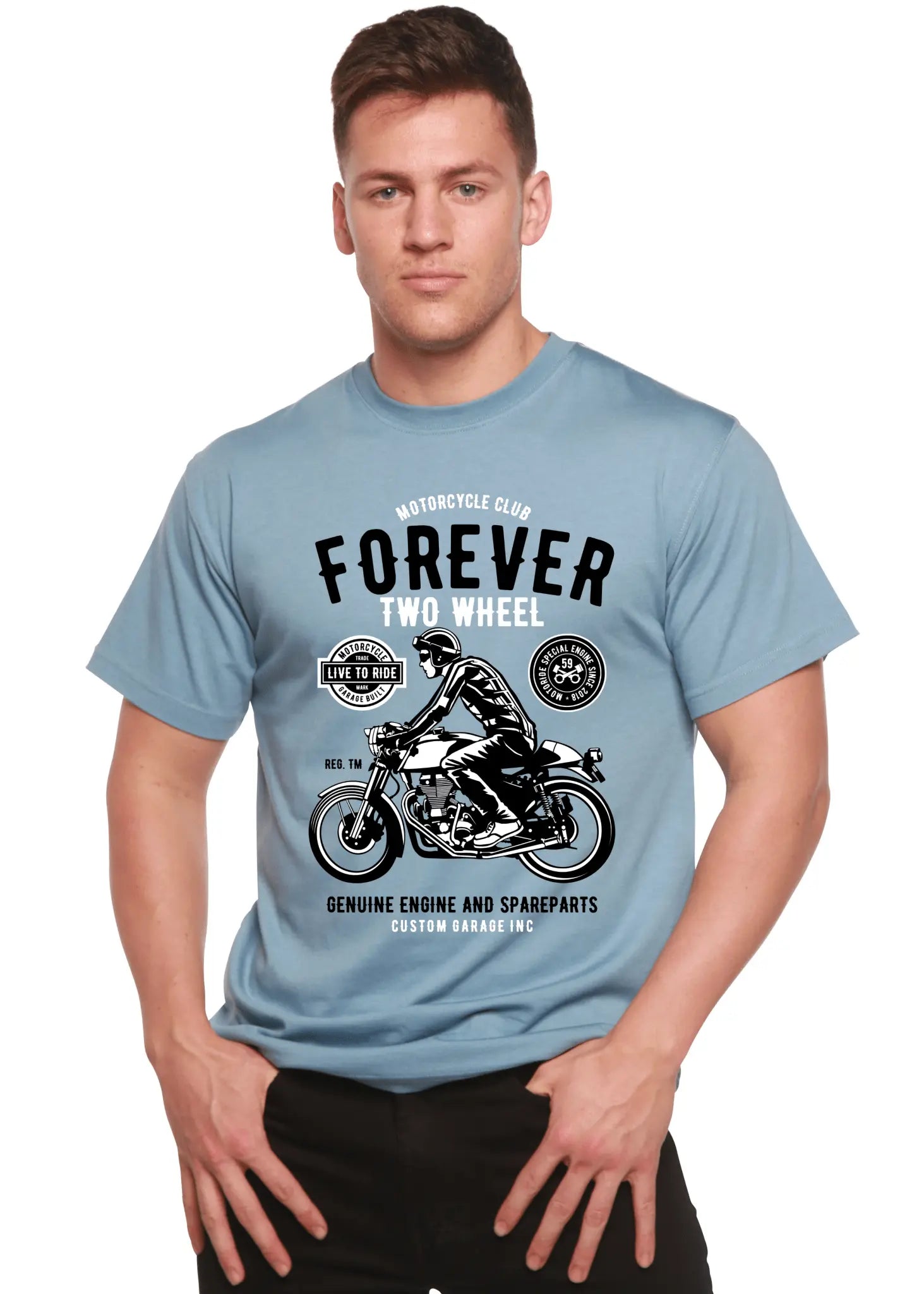 Forever Two Wheel Men's Bamboo Viscose/Organic Cotton Short Sleeve Graphic T-Shirt - Blade & Thread