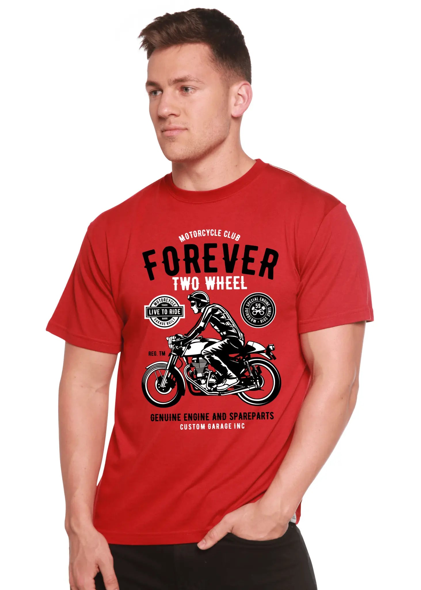 Forever Two Wheel Men's Bamboo Viscose/Organic Cotton Short Sleeve Graphic T-Shirt - Blade & Thread