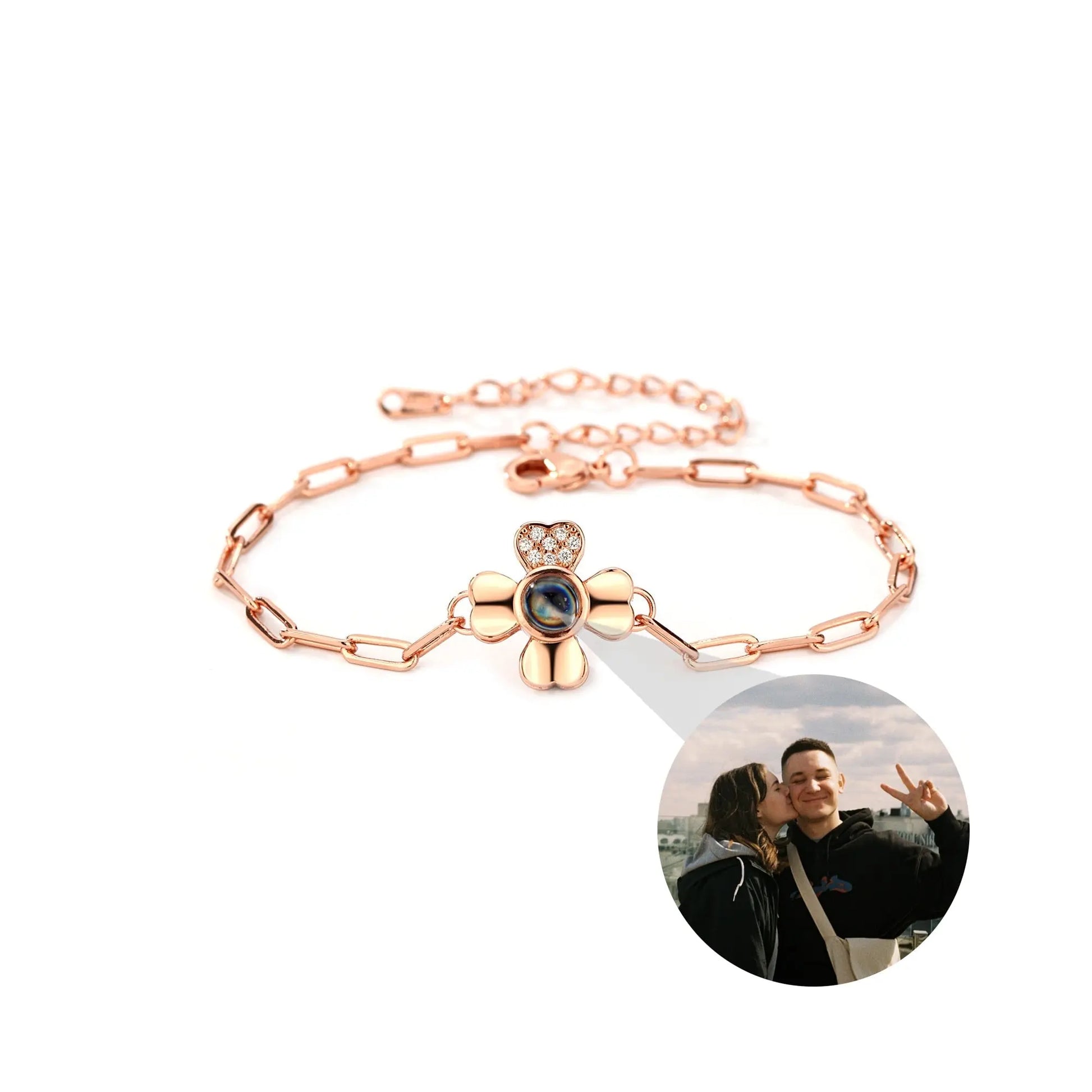 Four leaf clover with customized photos Projection Bracelet Personality Jewelry - Blade & Thread