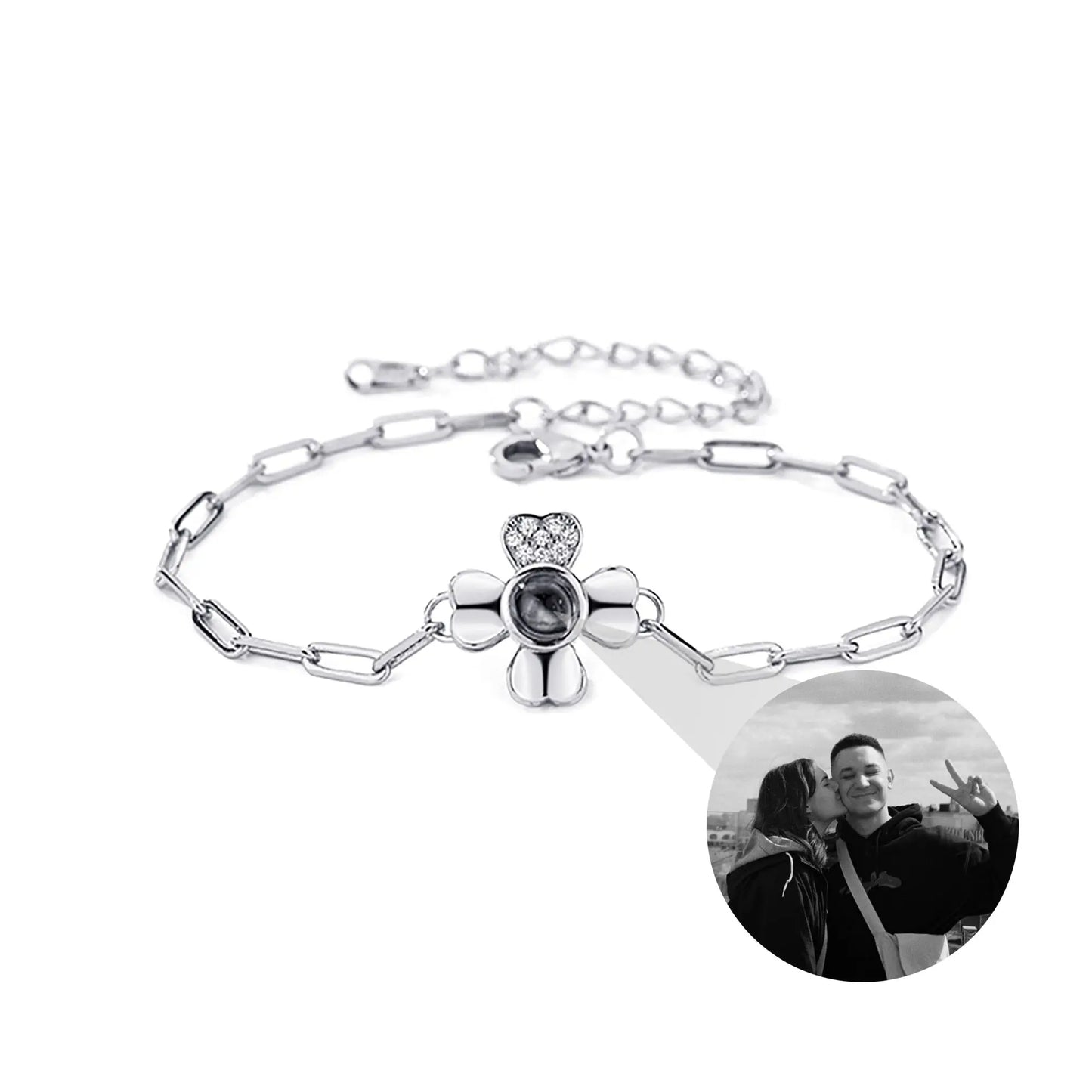Four leaf clover with customized photos Projection Bracelet Personality Jewelry - Blade & Thread
