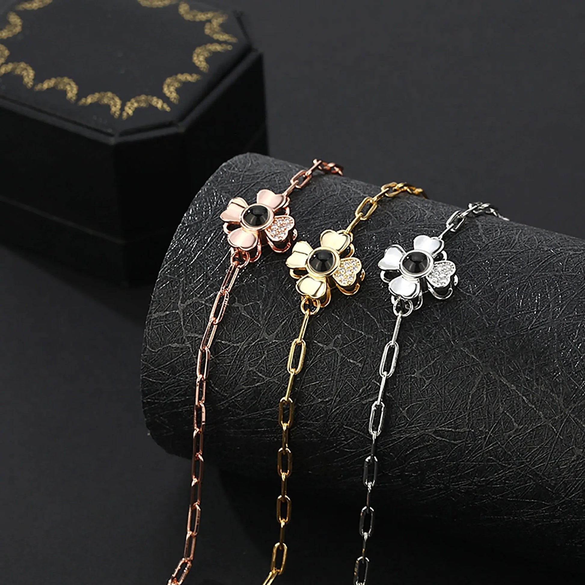 Four leaf clover with customized photos Projection Bracelet Personality Jewelry - Blade & Thread