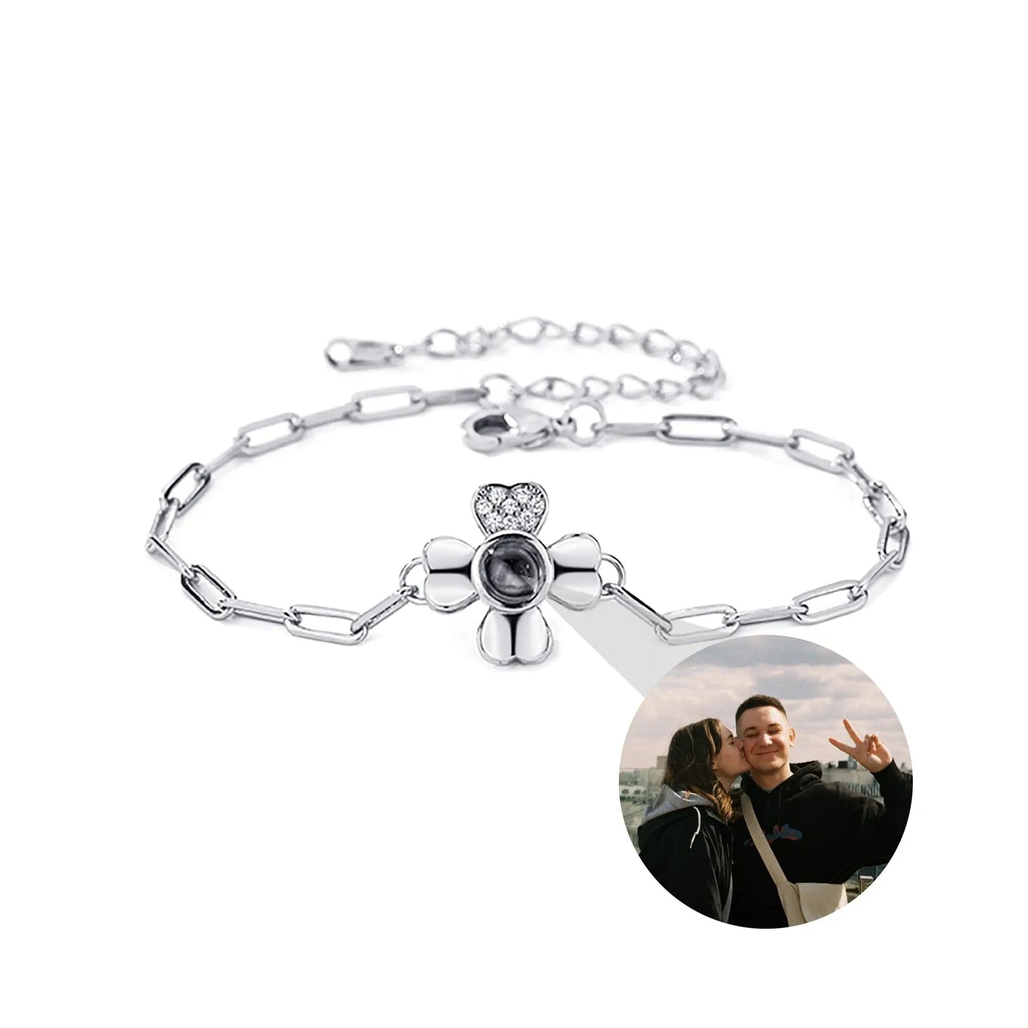 Four leaf clover with customized photos Projection Bracelet Personality Jewelry - Blade & Thread