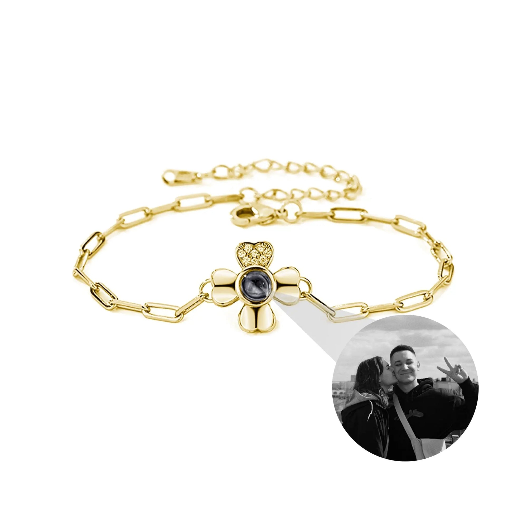 Four leaf clover with customized photos Projection Bracelet Personality Jewelry - Blade & Thread