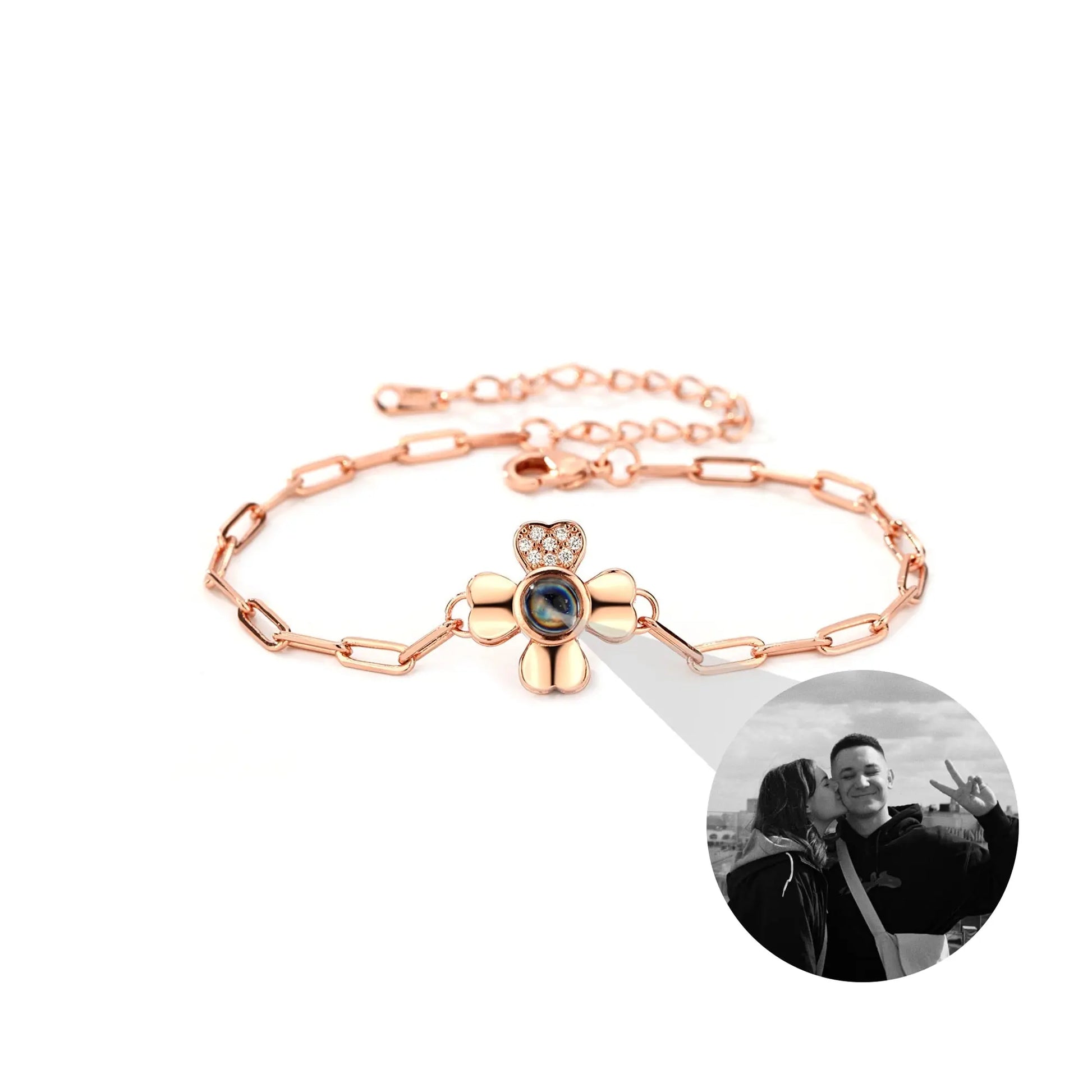 Four leaf clover with customized photos Projection Bracelet Personality Jewelry - Blade & Thread