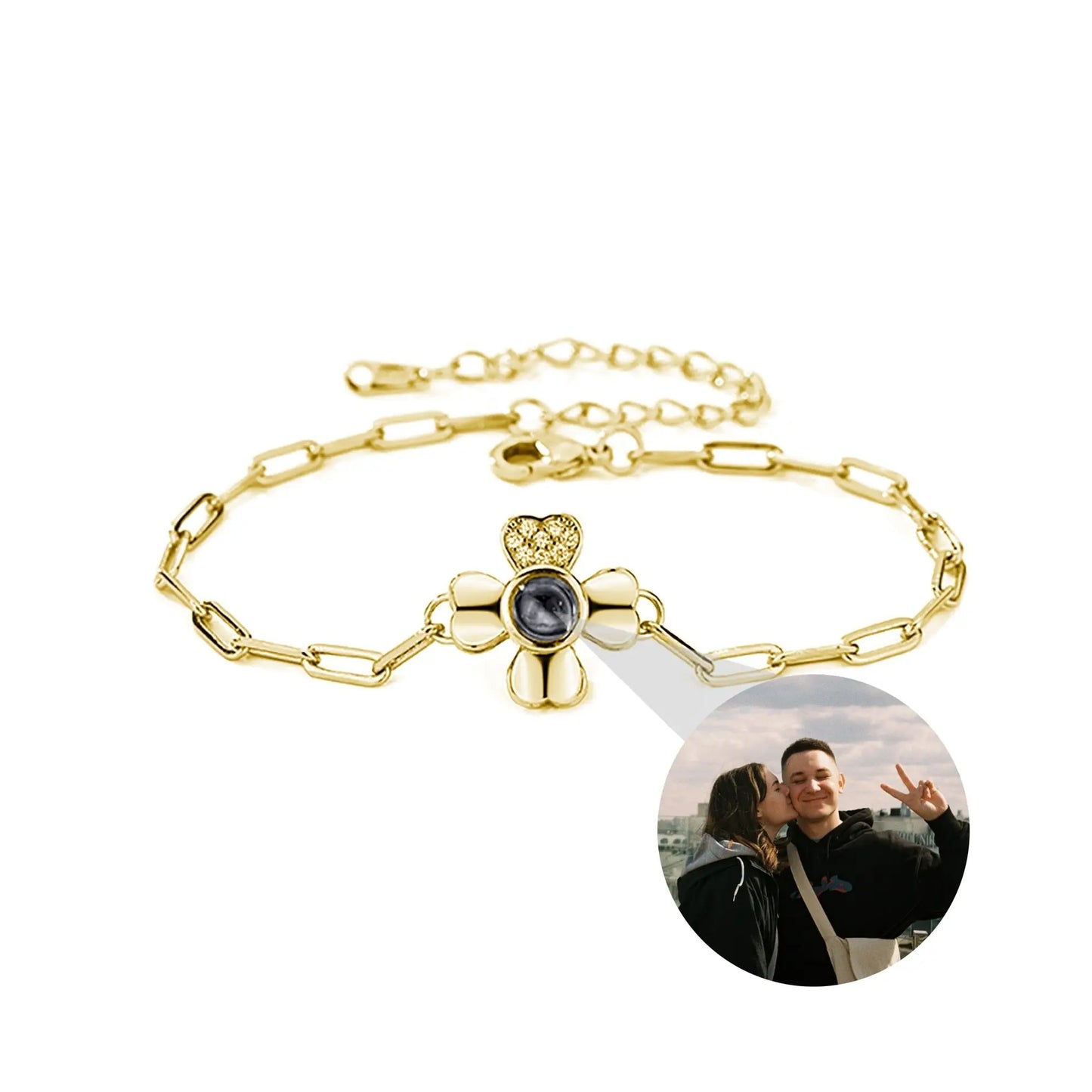 Four leaf clover with customized photos Projection Bracelet Personality Jewelry - Blade & Thread