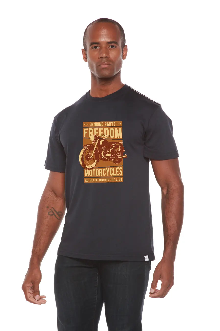 Freedom Motorcycles Men's Bamboo Viscose/Organic Cotton Short Sleeve Graphic T-Shirt Spun Bamboo