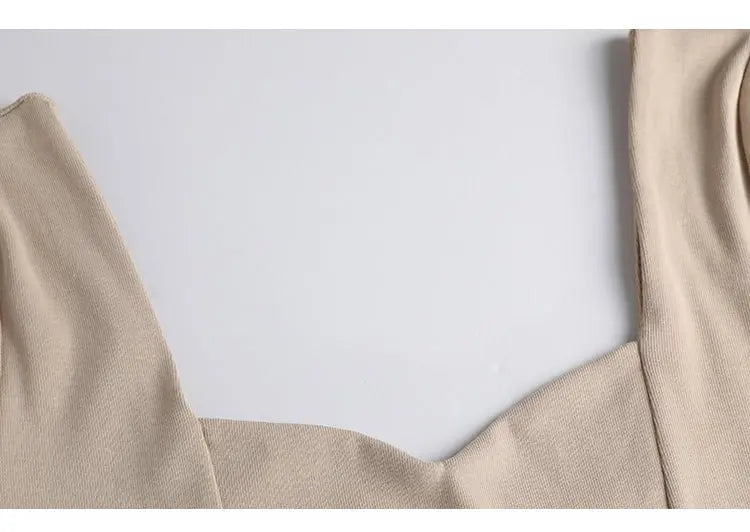 French Clavicle Square Collar Tops Women High Waist Croped Top Short Sleeve T-shirt Female - Blade & Thread