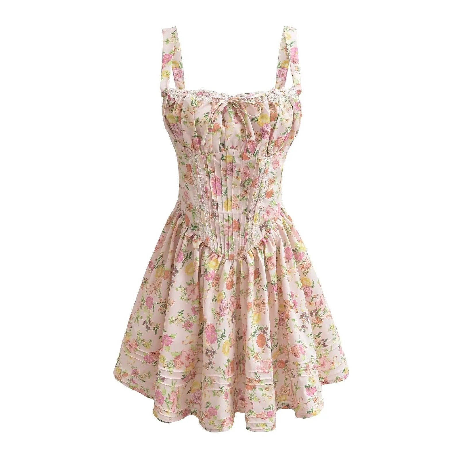 French girl floral suspender dress playful summer dress - Blade & Thread