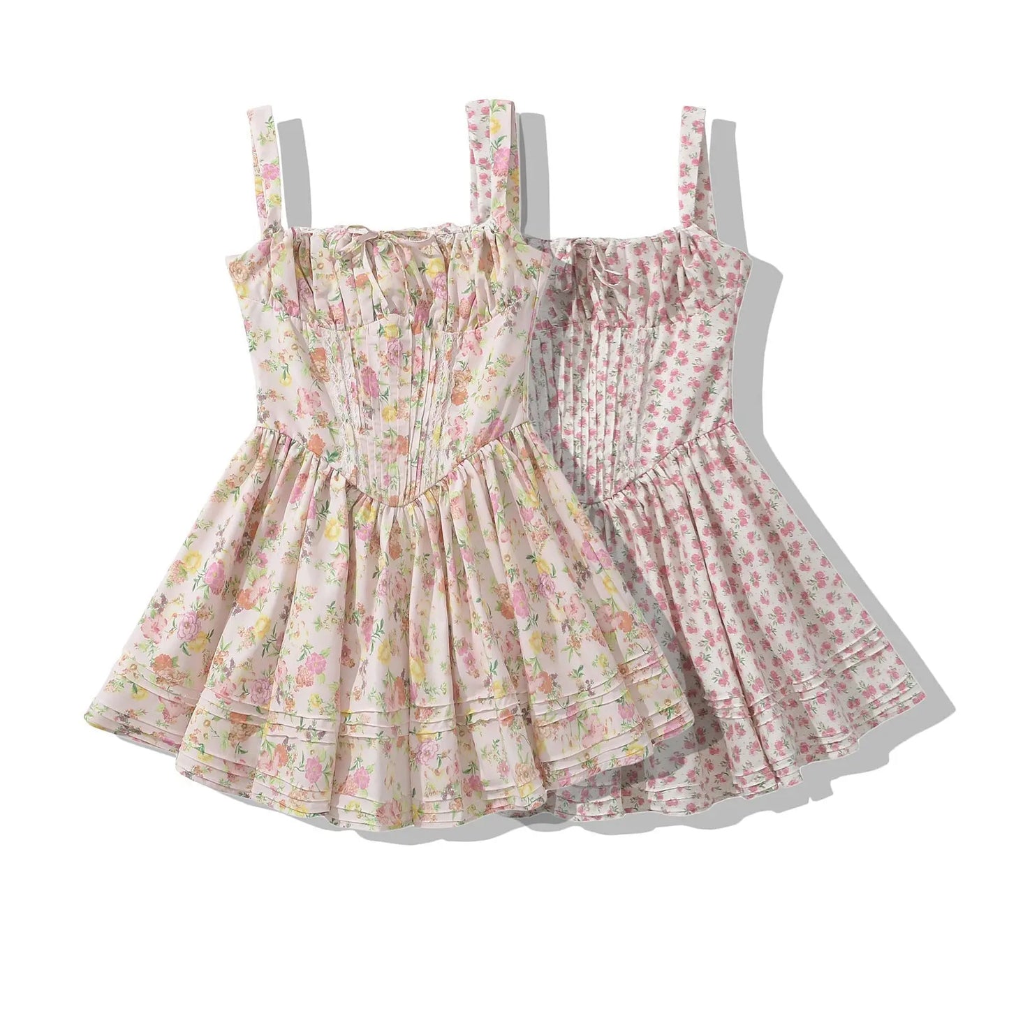 French girl floral suspender dress playful summer dress - Blade & Thread