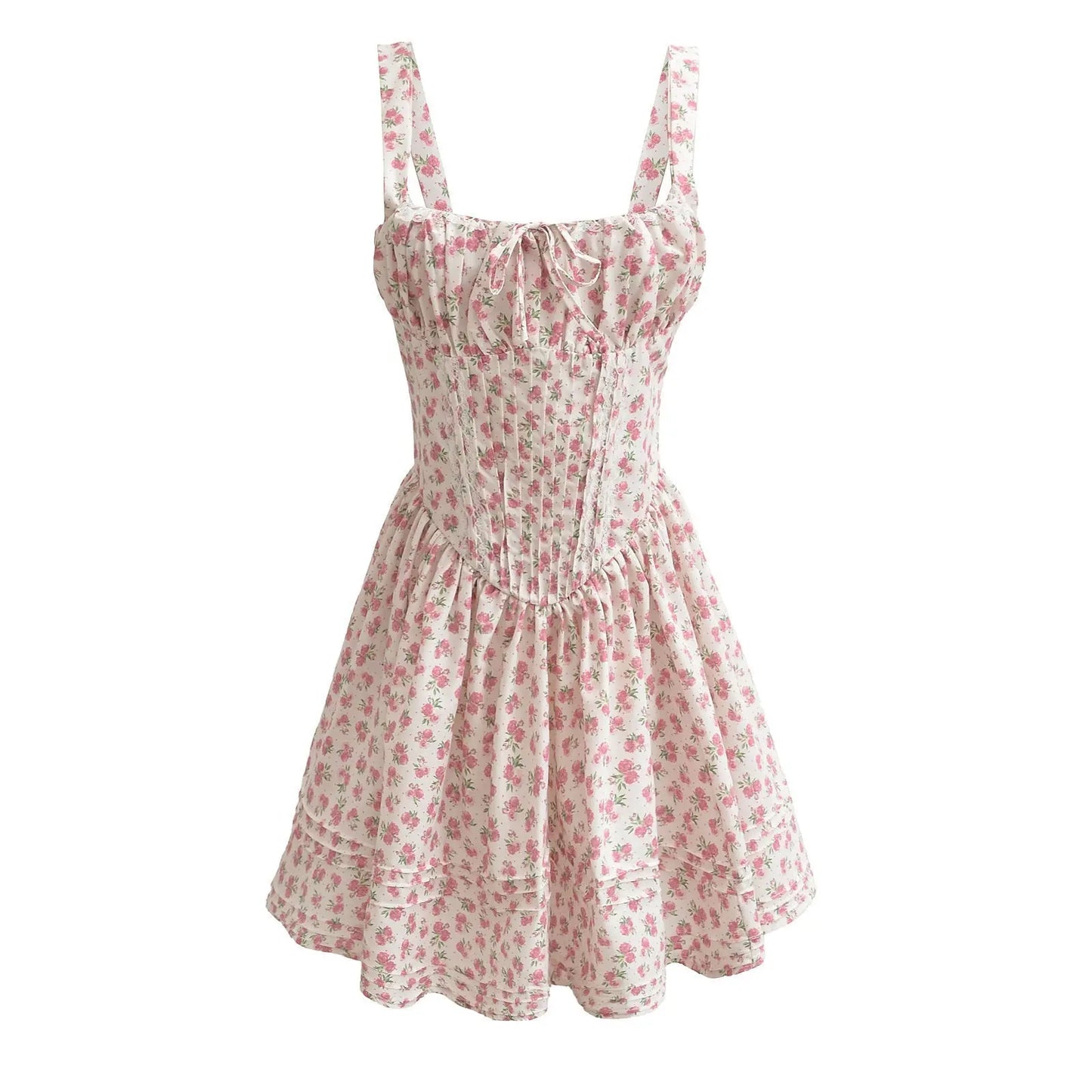 French girl floral suspender dress playful summer dress - Blade & Thread