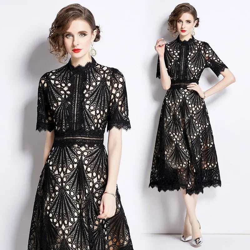 French lace round neck dress - Blade & Thread
