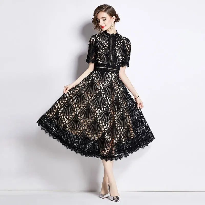 French lace round neck dress - Blade & Thread