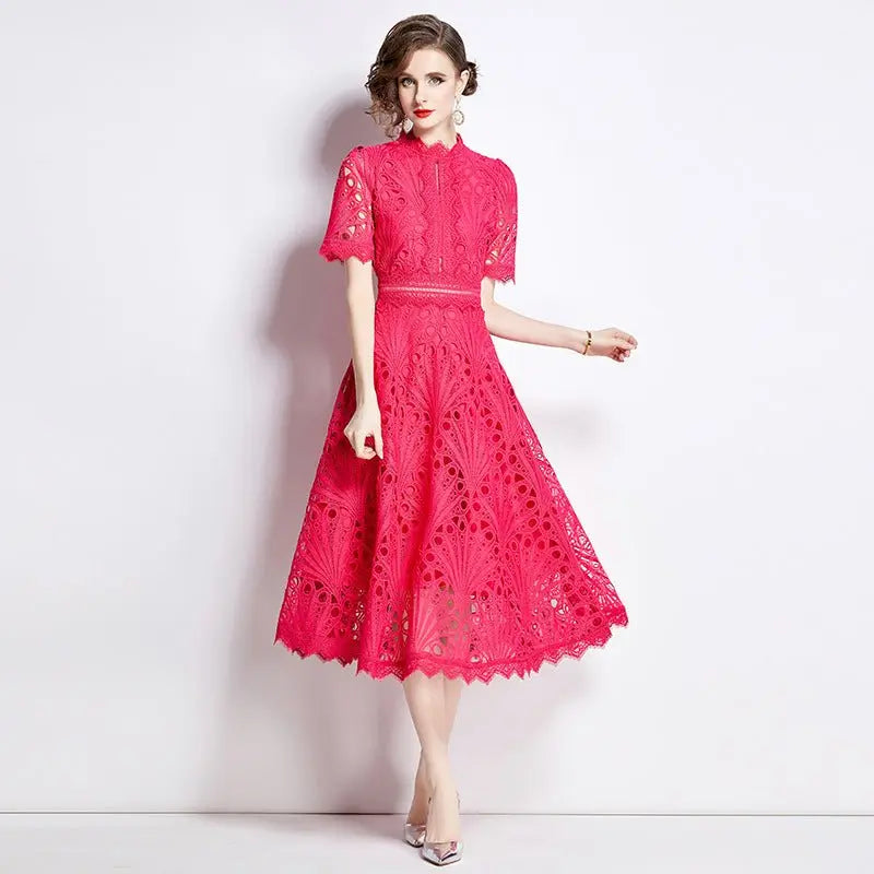 French lace round neck dress - Blade & Thread