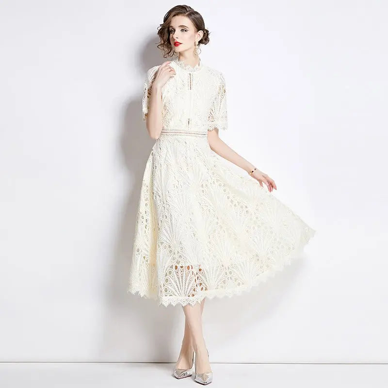 French lace round neck dress - Blade & Thread