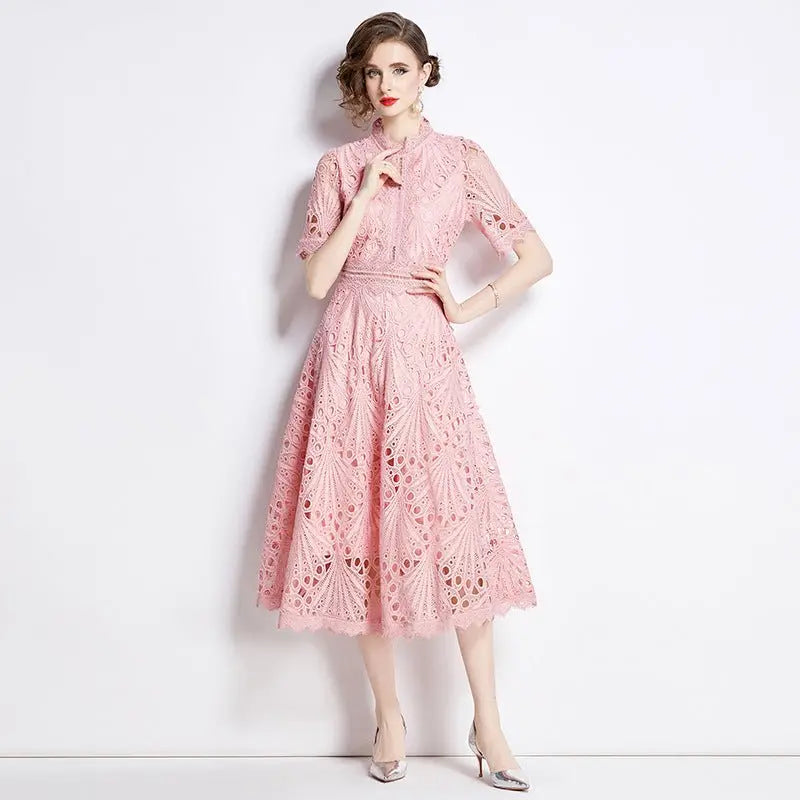French lace round neck dress - Blade & Thread