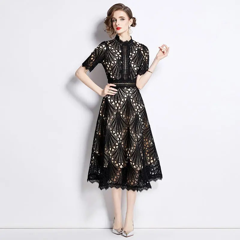 French lace round neck dress - Blade & Thread