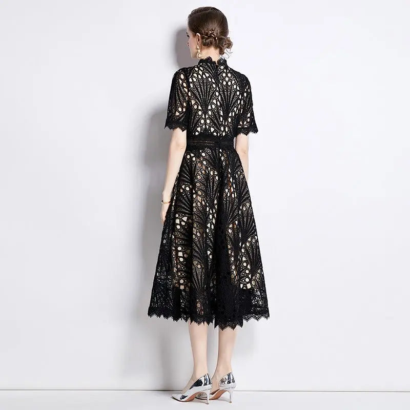 French lace round neck dress - Blade & Thread