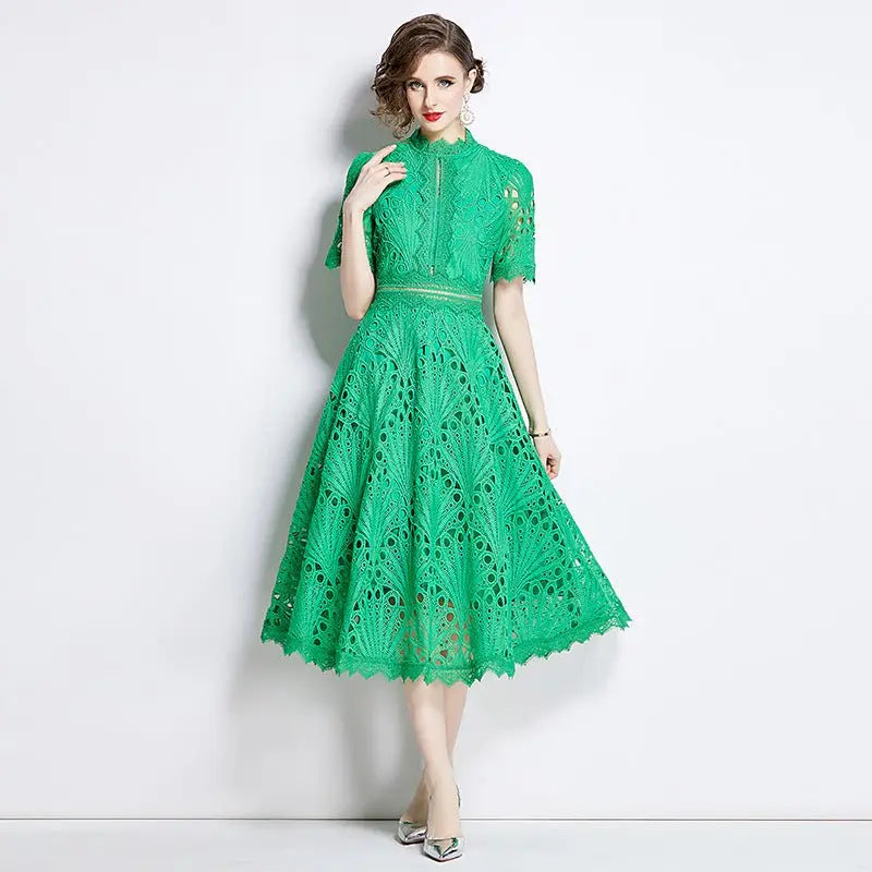 French lace round neck dress - Blade & Thread