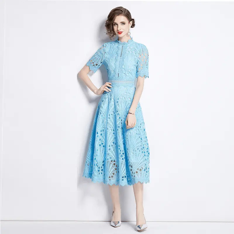 French lace round neck dress - Blade & Thread