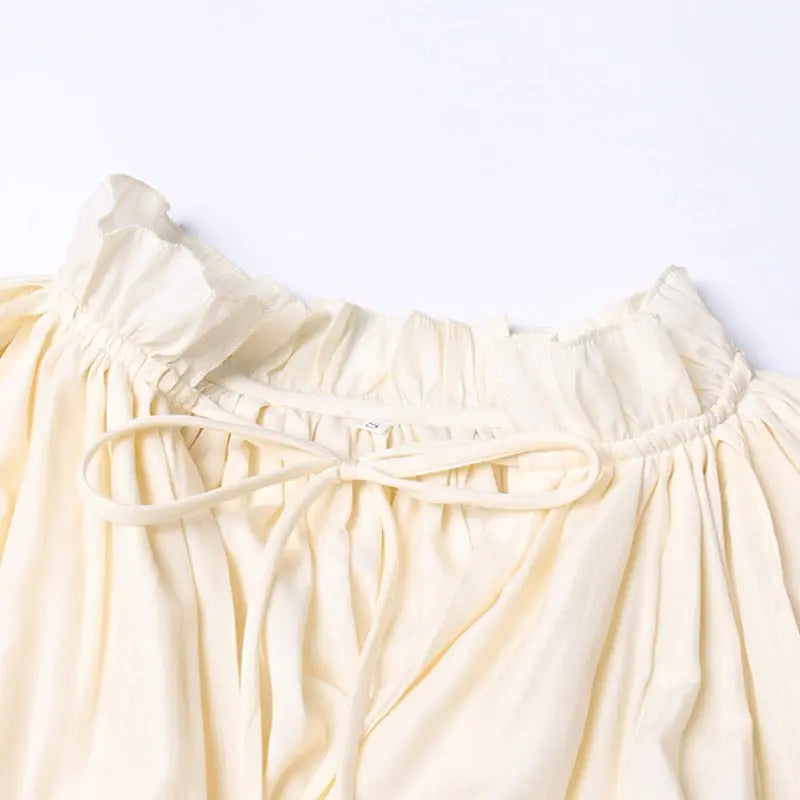 French Palace Style V-Neck Long Sleeve Shawl Pleated Ruffle Dress - Blade & Thread