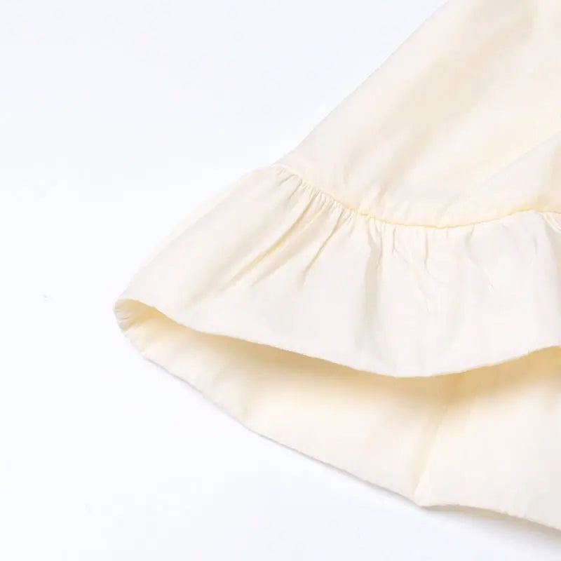 French Palace Style V-Neck Long Sleeve Shawl Pleated Ruffle Dress - Blade & Thread