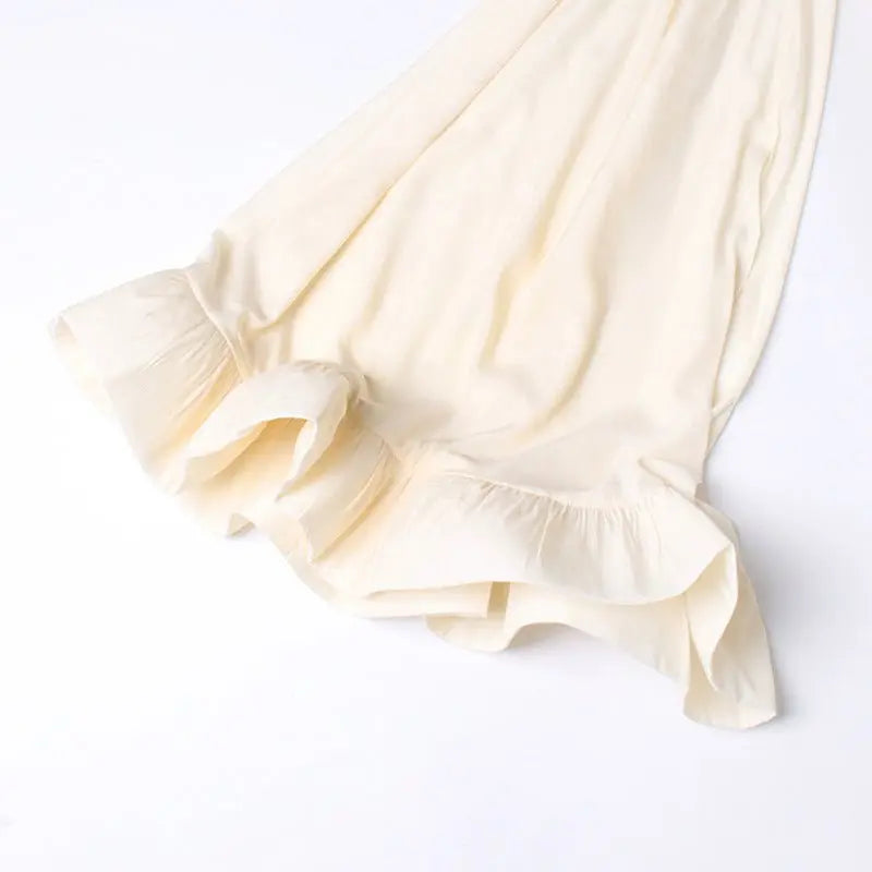 French Palace Style V-Neck Long Sleeve Shawl Pleated Ruffle Dress - Blade & Thread