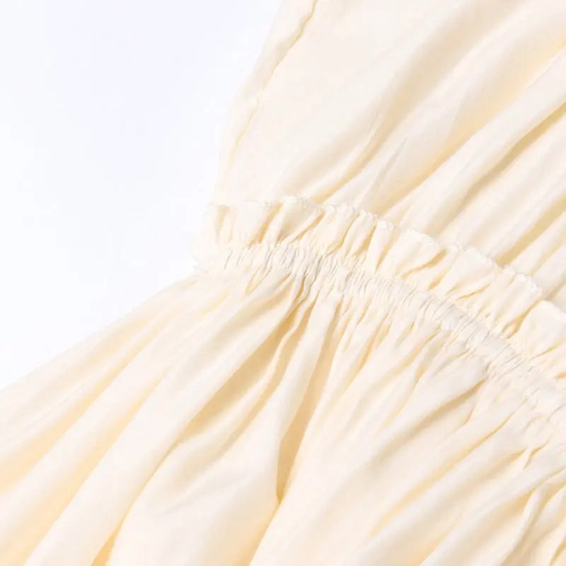 French Palace Style V-Neck Long Sleeve Shawl Pleated Ruffle Dress - Blade & Thread