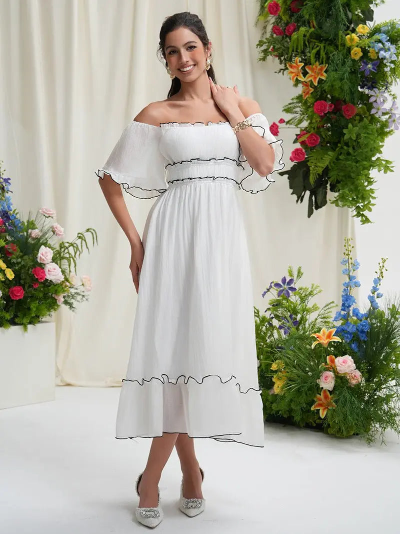 French square neck waist dress - Blade & Thread