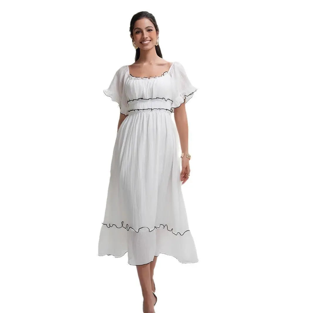 French square neck waist dress - Blade & Thread