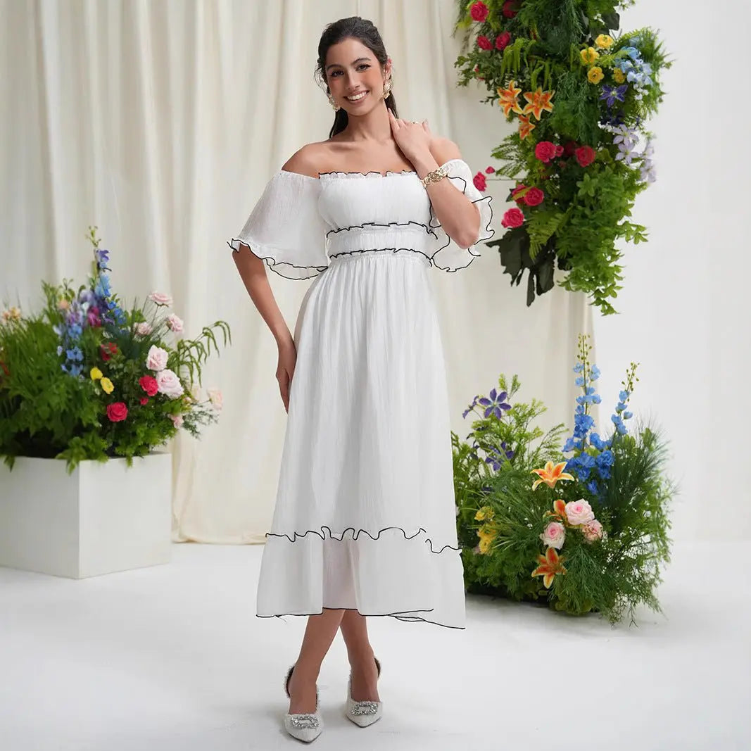 French square neck waist dress - Blade & Thread